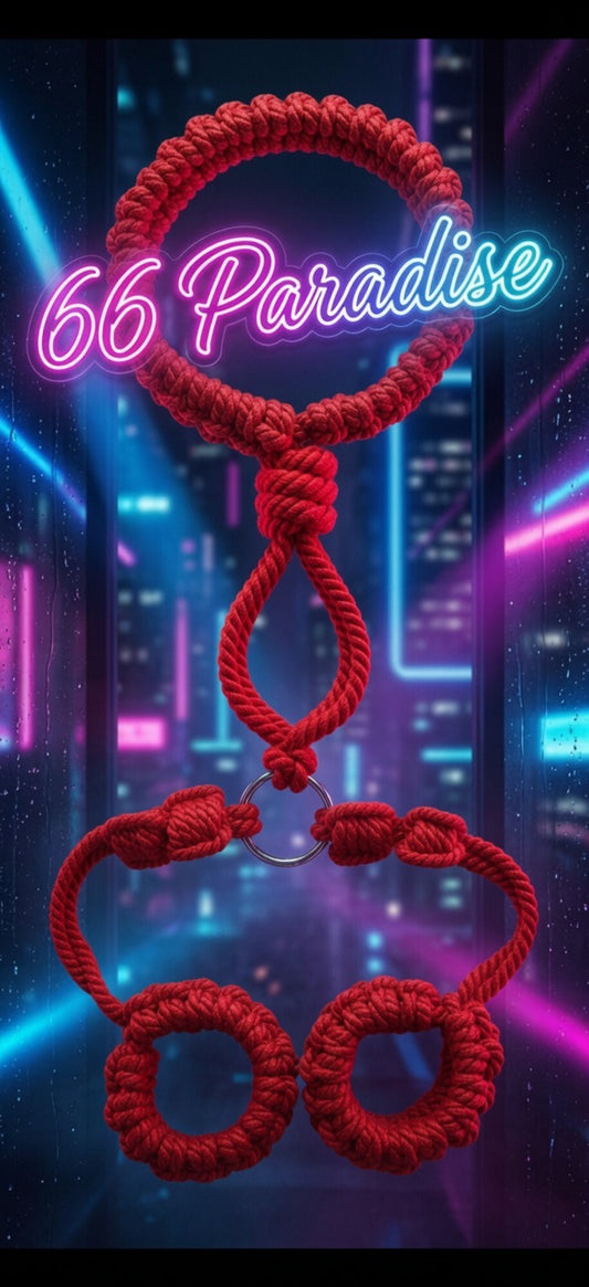 手工繩編 手扣頸帶 Handmade Rope Bondage Set – Wrist Cuffs, Ankle Cuffs & Collar